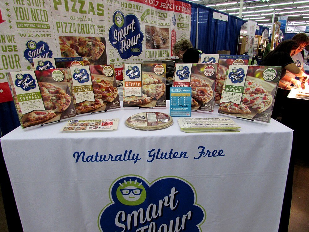 Photo of Smart Flour Foods booth, focusing on products