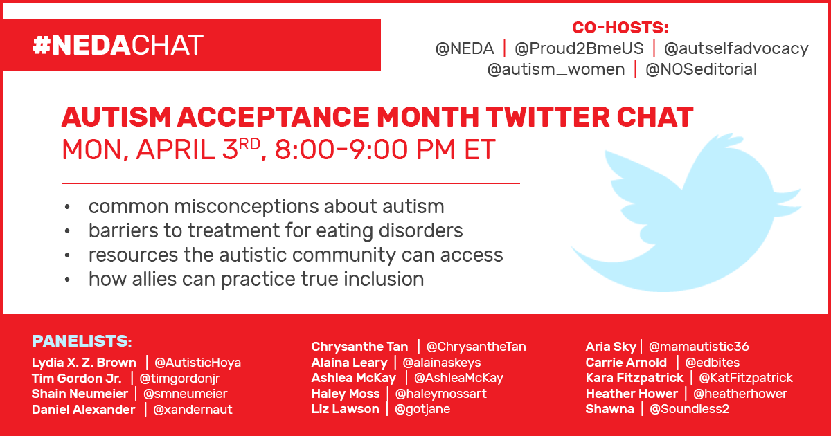 Post thumbnail for NEDA’s Autism Acceptance Month Twitter chat info