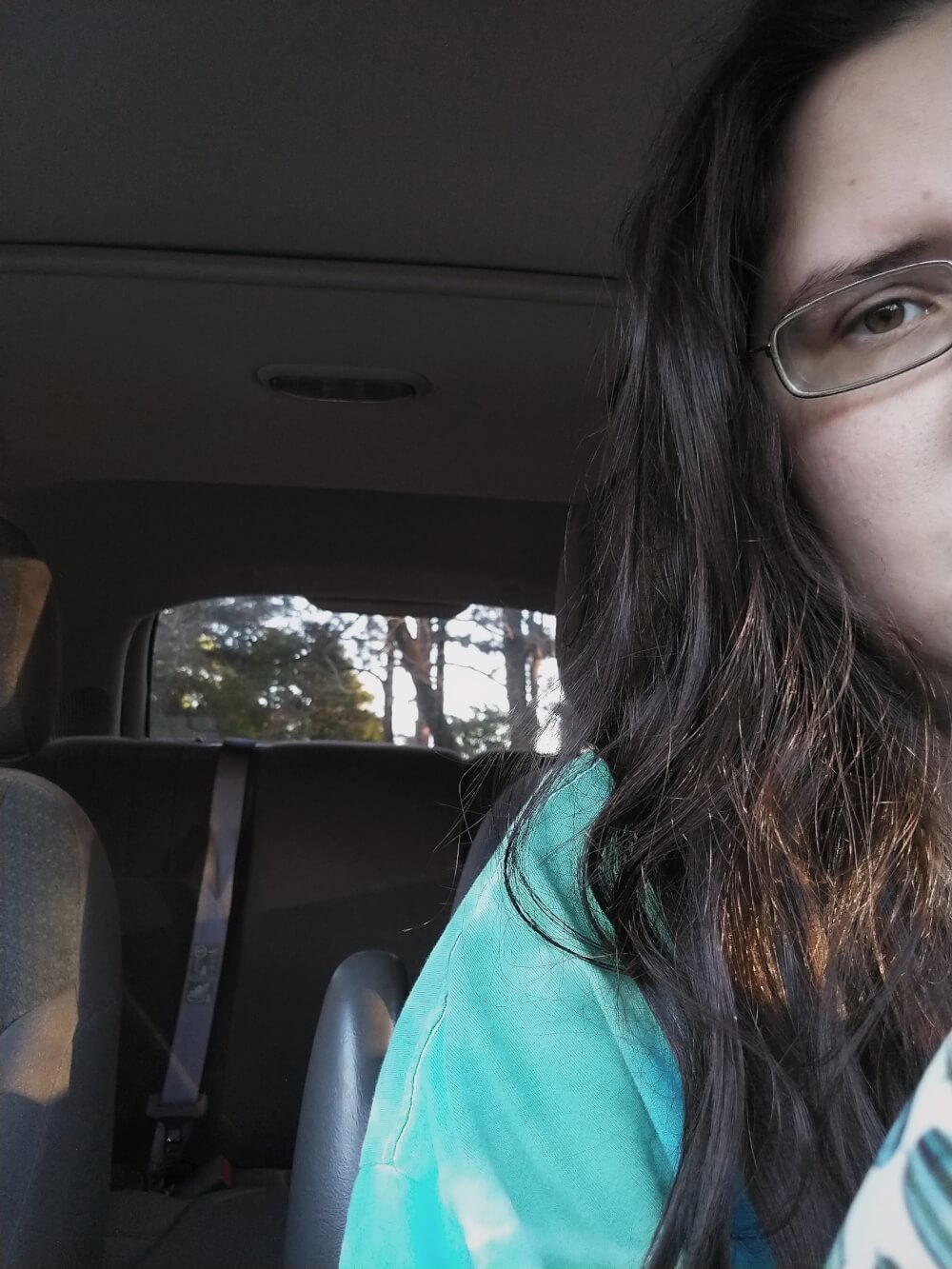 Me in my car, slightly faceless